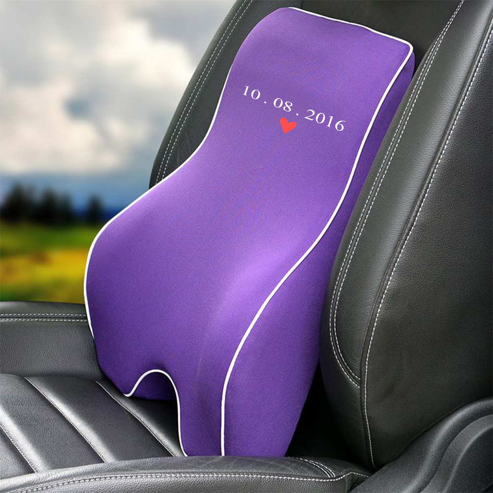 Personalized Anniversary Lumbar Support Cushion for Car and Headrest Neck Pillow Kit, Personalized Gift Custom Name, Anniversary Couple Gift Personalized, Happy Anniversary, Valentines Day Gift Romantic, Valentines Gift For Husband, Car Accessories 05 - Delicate Leather