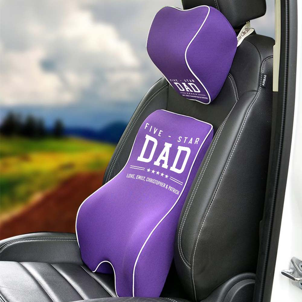 Personalized Lumbar Support Cushion for Car and Headrest Neck Pillow Kit, Happy Father's Day, Custom For Cars, Ergonomically Design for Car Seat, Car Accessories, Gift for Daddy