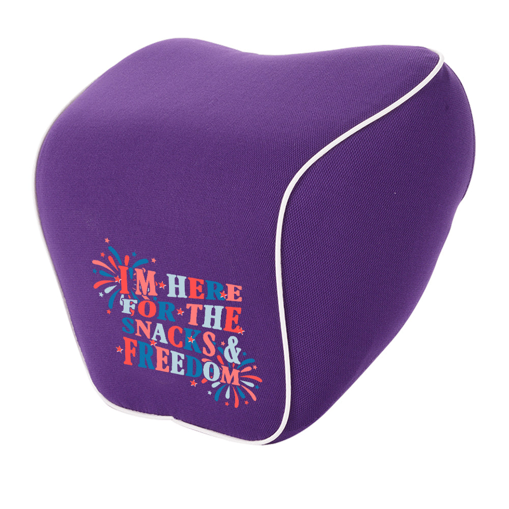 I'm Here for The Snacks and Freedom Lumbar Support Cushion for Car and Headrest Neck Pillow Kit, Custom For Cars, Ergonomically Design for Car Seat, Car Accessories, Retro 4th of July 01