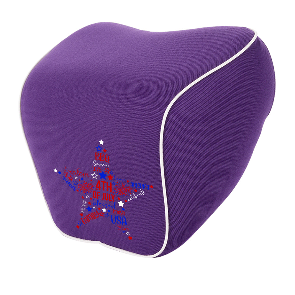 Fourth of July Lumbar Support Cushion for Car and Headrest Neck Pillow Kit, Custom For Cars, Ergonomically Design for Car Seat, Car Accessories, American Flag Star 07 - Delicate Leather