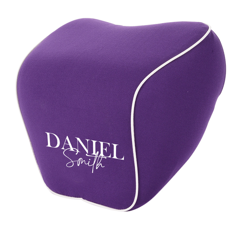 Personalized Name Sign Lumbar Support Cushion for Car and Headrest Neck Pillow Kit, Custom For Cars, Ergonomically Design for Car Seat, Car Accessories 13 - Delicate Leather