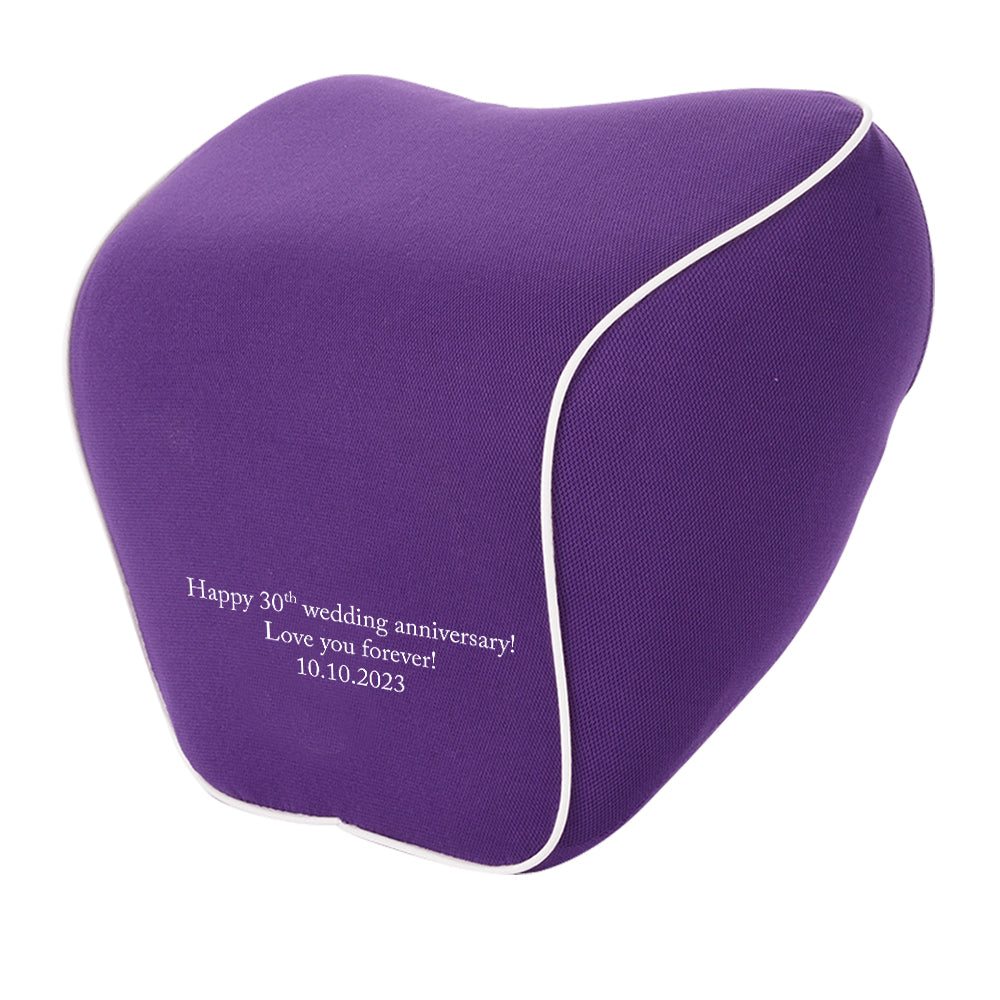 Personalized Anniversary Date Lumbar Support Cushion for Car and Headrest Neck Pillow Kit, Happy Anniversary Lumbar Support Cushion, Custom For Cars, Ergonomically Design for Car Seat, Car Accessories, Anniversary For Wife Husband 11 - Delicate Leather