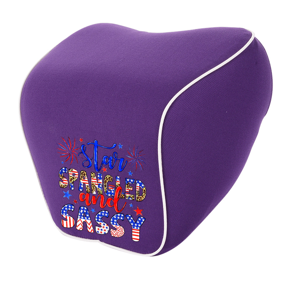 Star Spangled And Sassy Lumbar Support Cushion for Car and Headrest Neck Pillow Kit, Custom For Cars, Ergonomically Design for Car Seat, Car Accessories, 4th of July 06 - Delicate Leather