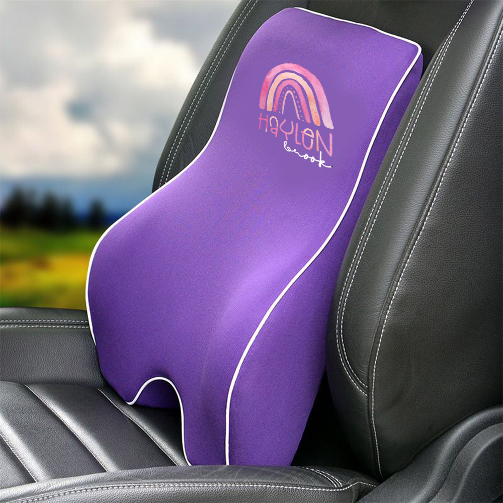 Custom Name Lumbar Support Cushion for Car and Headrest Neck Pillow Kit, Personalized Gift, Custom For Cars, Ergonomically Design for Car Seat, Car Accessories, Personalised Lumbar Support Cushion, Name Lumbar Support Cushion L6 - Delicate Leather