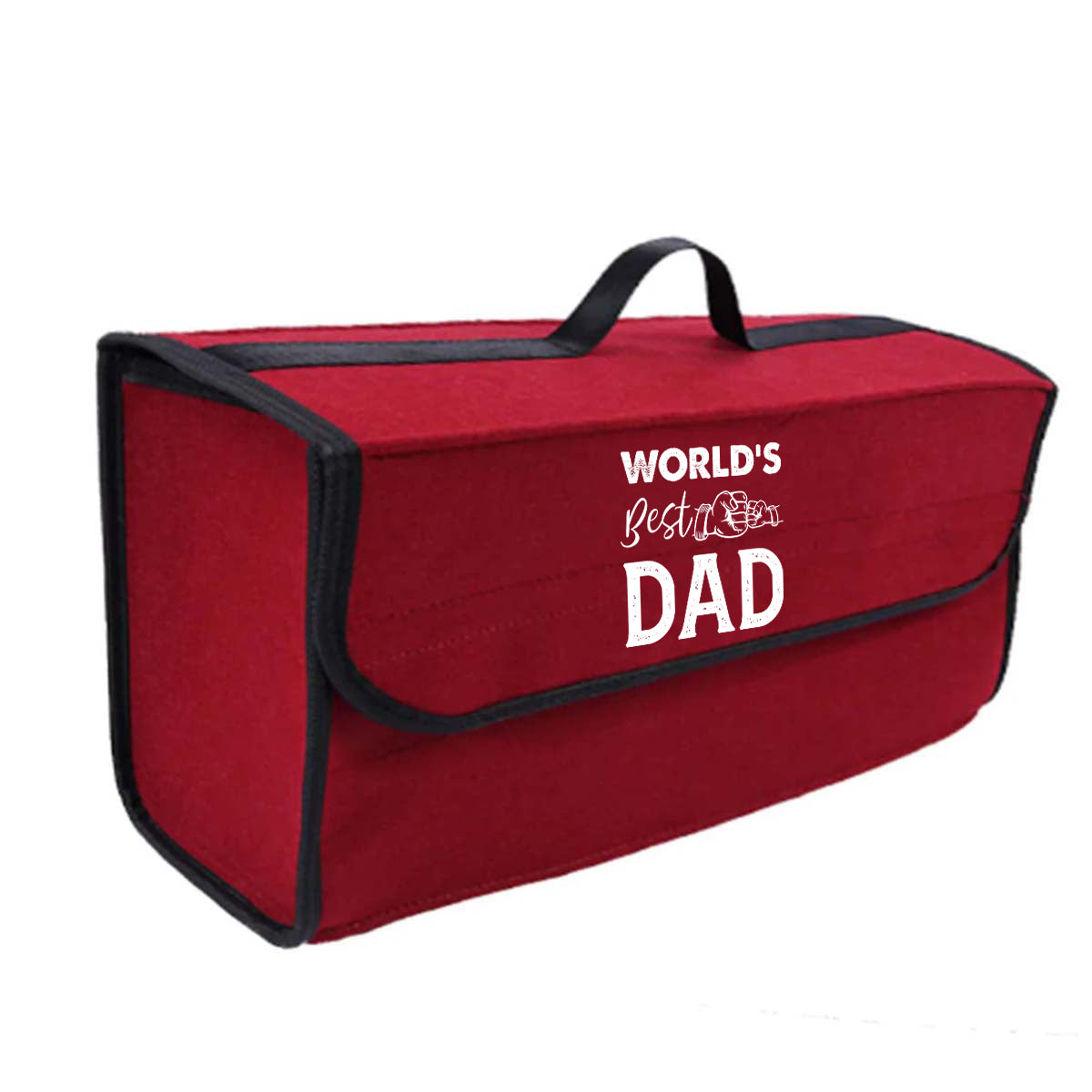 World's Best Dad Soft Felt Car Bag Organizer Folding Car Storage Box Non Slip Fireproof Car Trunk Organizer, Custom For Your Cars, Father's Day Gift, Car Accessories - Delicate Leather