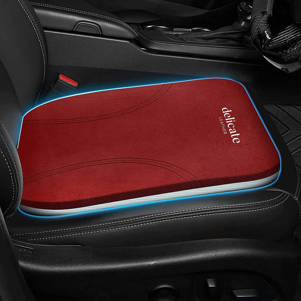 Delicate Leather Car Seat Cushion, Custom For Cars, Car Memory Foam Seat Cushion, Heightening Seat Cushion, Seat Cushion for Car and Office Chair - Delicate Leather