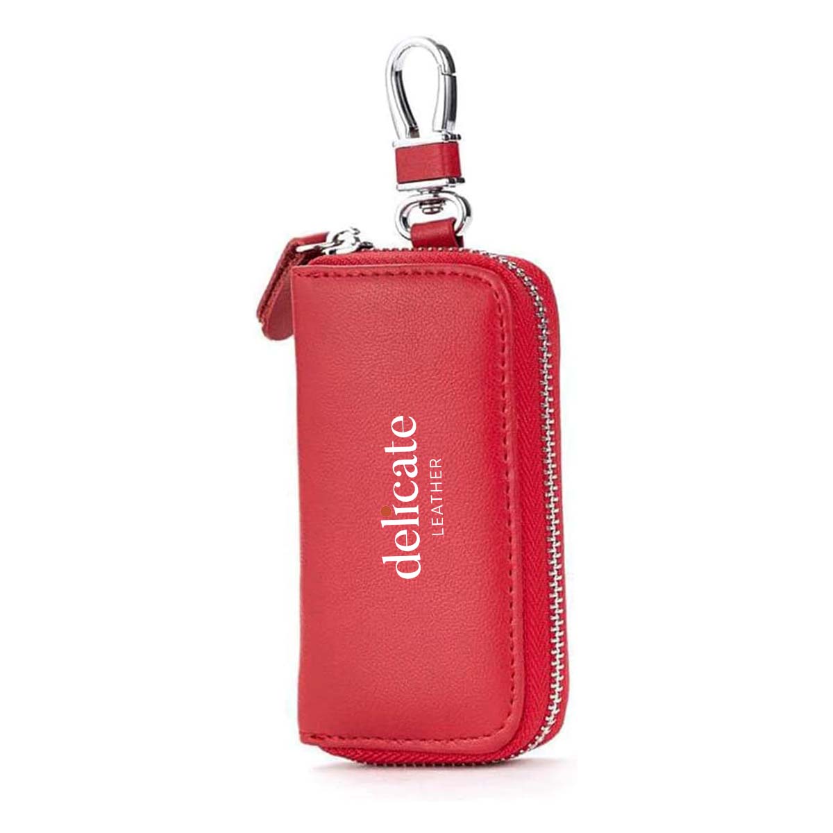 Custom fit for Car Gender-Neutral Luxury Leather Key Holder Wallet with 6 Hooks and Zipper Closure for Car Keys - Delicate Leather