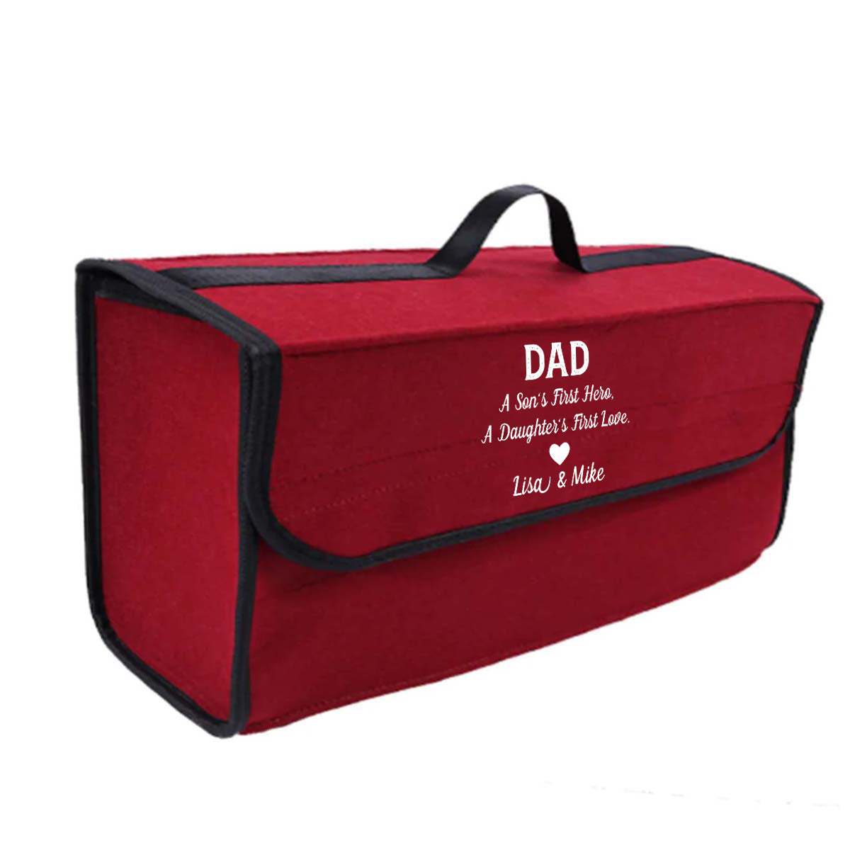 Personalized Soft Felt Car Bag Organizer, Happy Father's Day Folding Car Storage Box Non Slip Fireproof Car Trunk Organizer, Custom For Your Cars, Car Accessories, Gift for Daddy - Delicate Leather