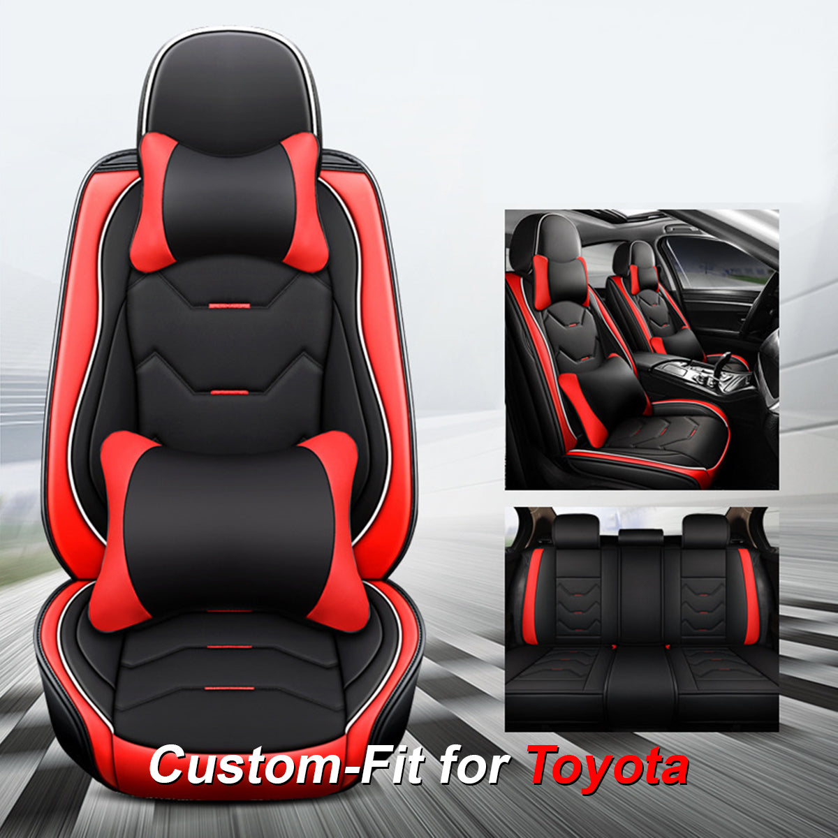 Delicate Leather 2PCS Leather Car Seat Covers Full Set – Custom Fit for Toyota, Universal for 5-Seater SUV Sedan Truck - Delicate Leather