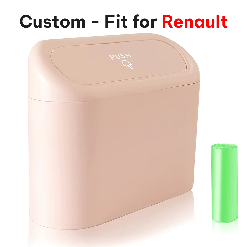 Delicate Leather Car Trash Can with Lid – Custom-Fit for Renault, Mini Waterproof Garbage Bin with Trash Bags, Cute Car Organizer for Storage & Waste - Delicate Leather