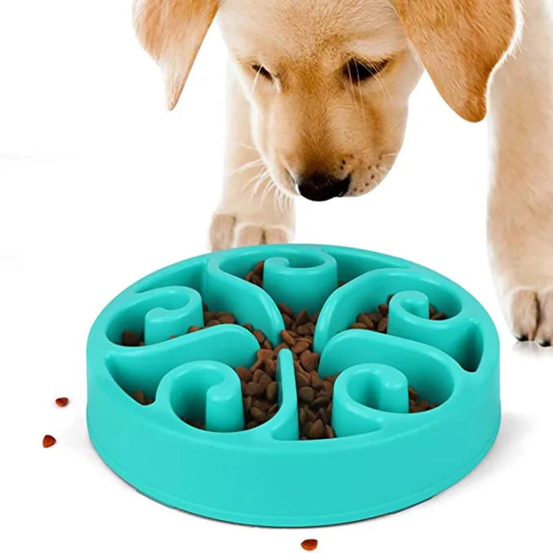 Pet Dog Slow Feeder Bowl Fun Non Slip Anti-Gulping Slower Food Feeding Dishes Eco Dog Bowl for Large Medium Small Dogs Puppy - Delicate Leather