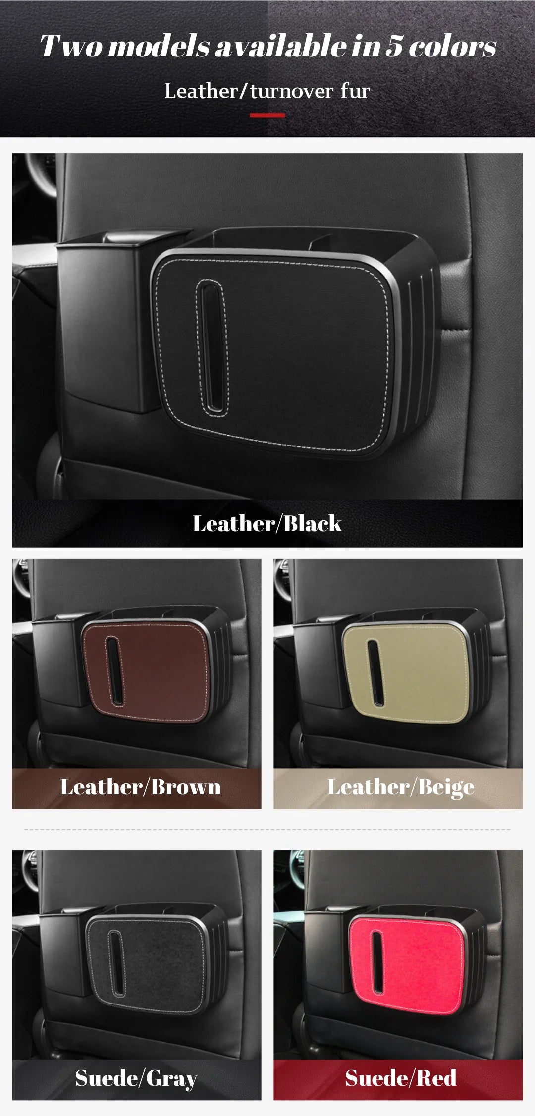 Car Seat Back Organizer Leather Rear Row Storage Box With Hook Cup Holder Universal Stuff Holder Trash Cans Interior Accessories