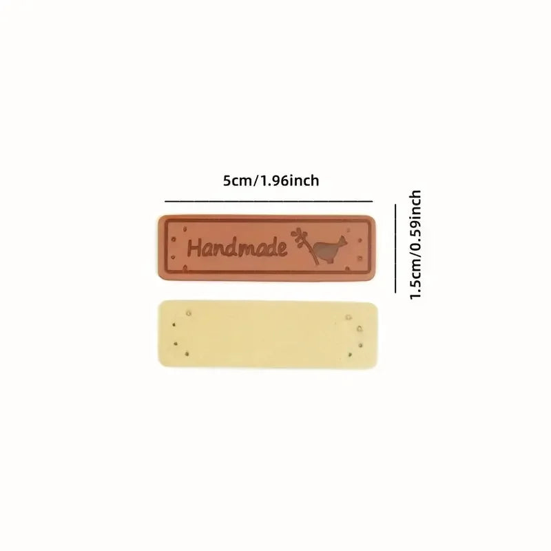 30pcs Brown PU Leather Handmade Label Tags for DIY Sewing Craft - Delicate Leather