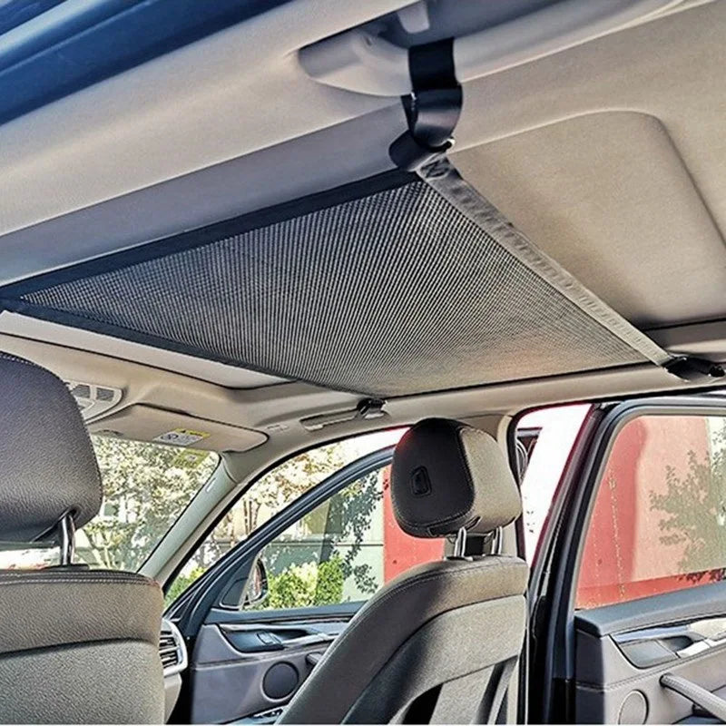 Car Roof Net Storage Bag - Adjustable Double-Layer Zipper Mesh Car Ceiling Cargo Net Pocket for Long Trips - Delicate Leather
