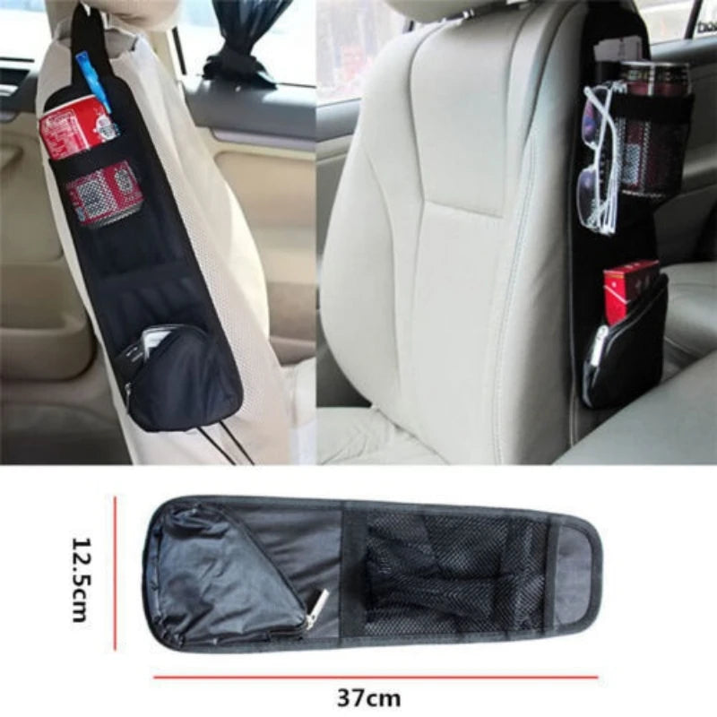 Auto Car Seat Bag Hanging Storage Bags - Mesh Pocket Organizer Holder - Delicate Leather