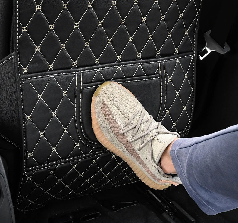 Car Seat Back Anti-Kick Protector Pad - Waterproof PU Leather Cover for Interior Protection and Cleanliness - Delicate Leather