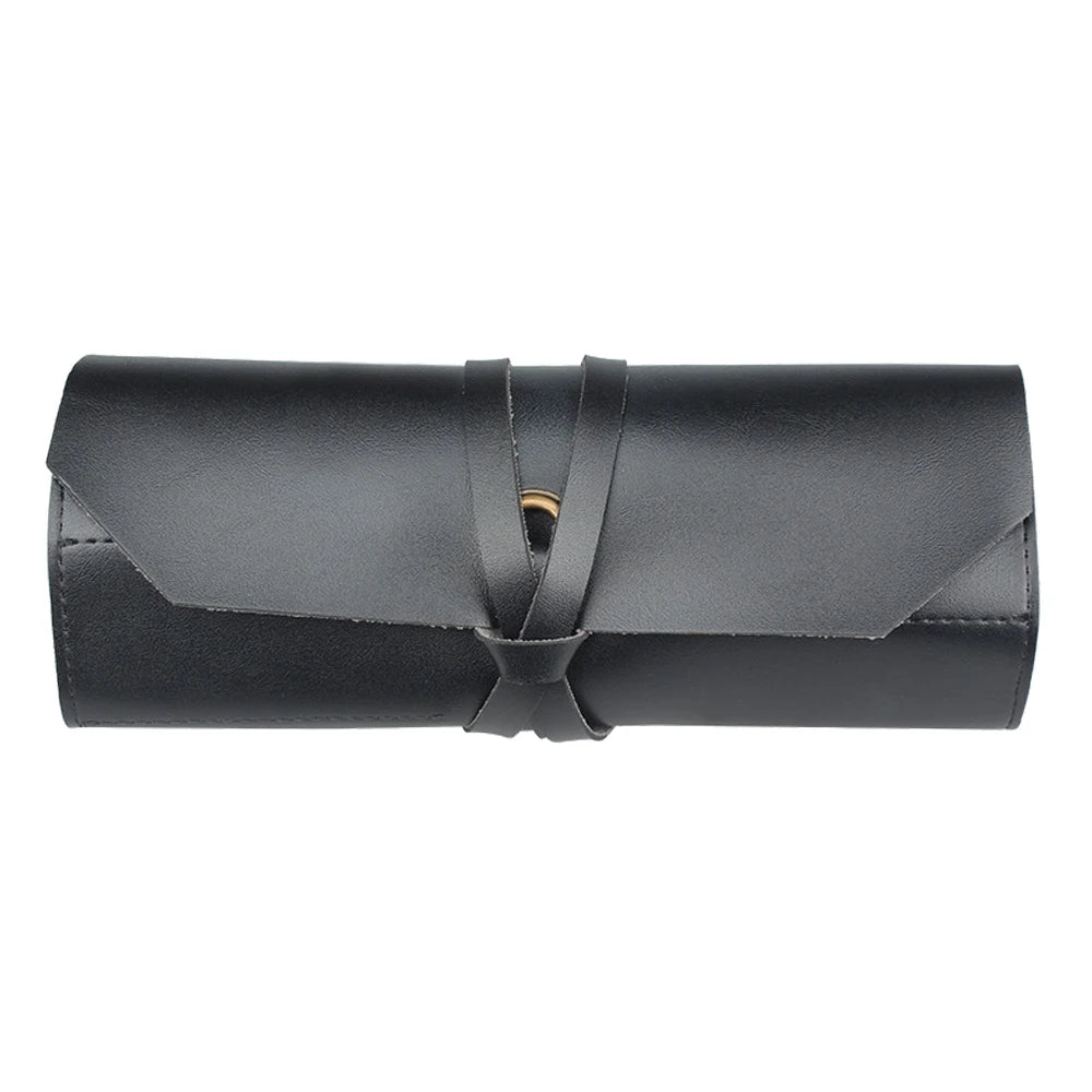 Genuine Leather Roll-Up Tool Bag - Portable Foldable Pouch for Wrench, Spanner, Hammer, and Camping Tools