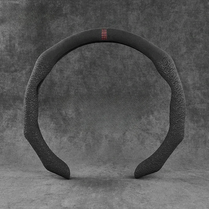Car Texture Turned Fur Steering Wheel Cover - Delicate Leather