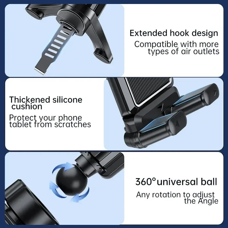 Car Headrest Tablet Mount Holder - 360 Degree Rotating Tablet Stand for Auto Rear Seat