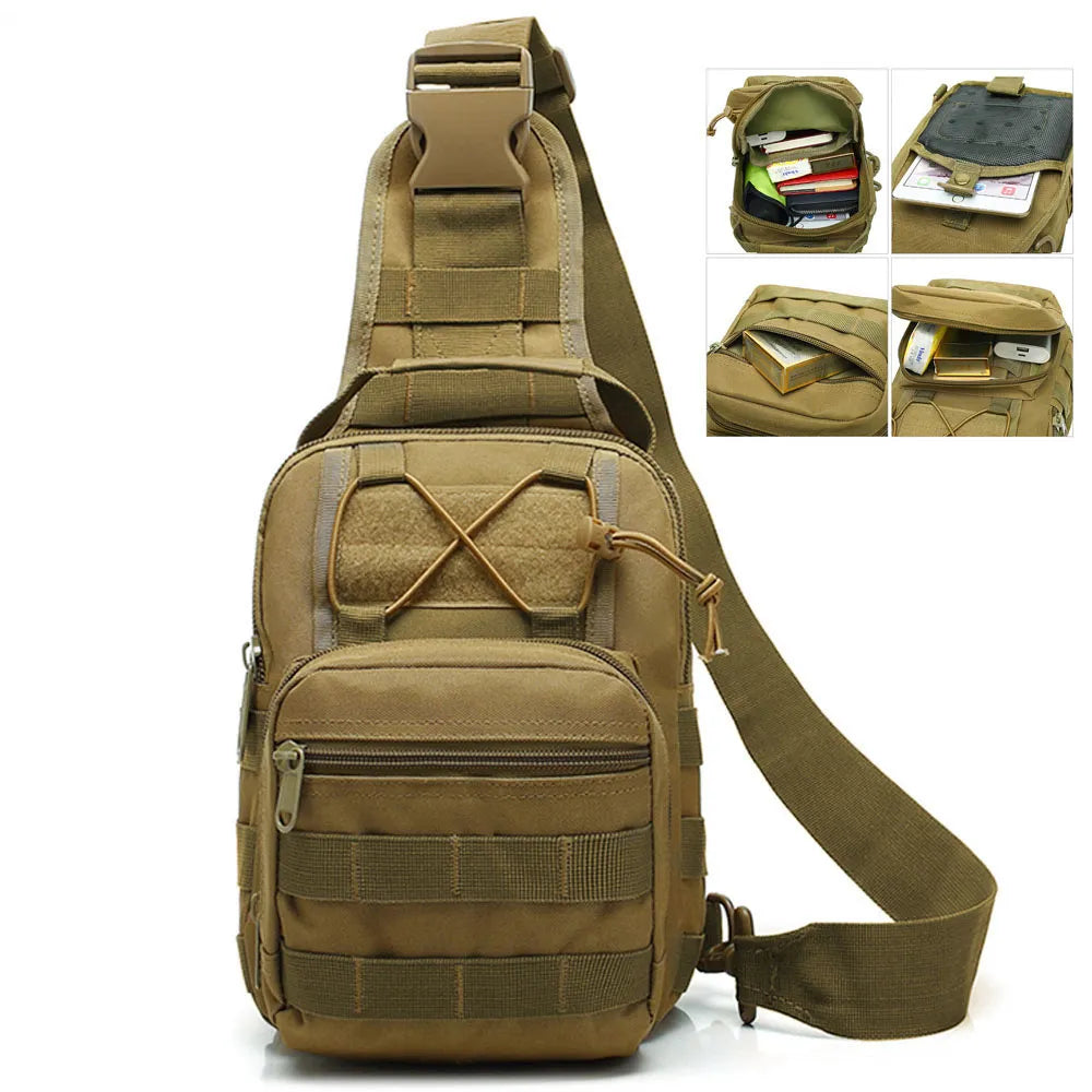 High-Performance Tactical Sling Bag - Unisex Military-Grade Shoulder Bag for Outdoor Activities, Travel, and Hiking - Durable Crossbody Bag for Camping and Sports Equipment - Delicate Leather