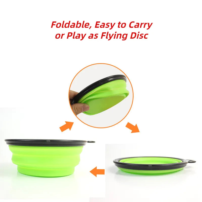 1000ml Large Collapsible Dog Pet Folding Silicone Bowl Outdoor Travel Portable Puppy Food Container Feeder Dish Bowl - Delicate Leather