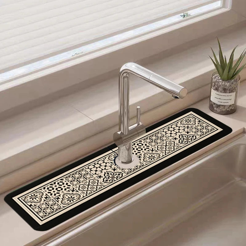 Kitchen Faucet Mat - Absorbent Leather Bathroom Sink Splash-proof Desktop Mats - Delicate Leather