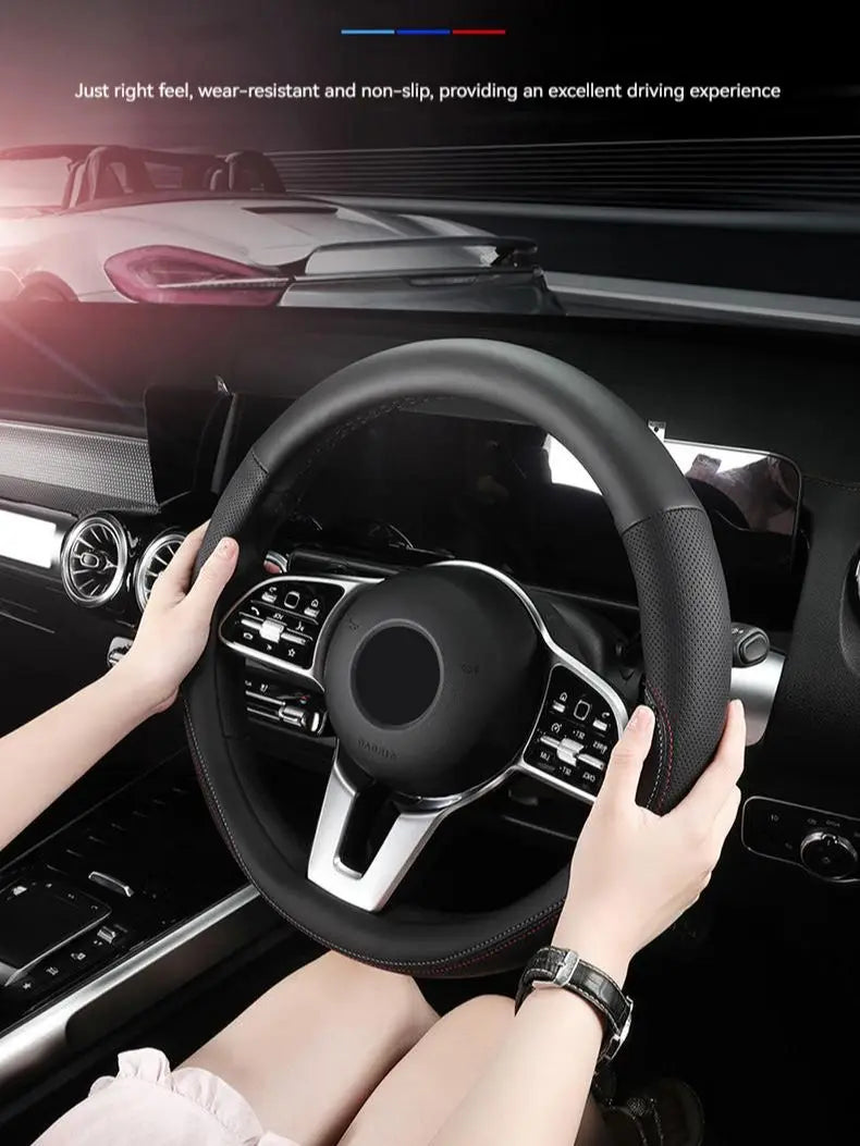 New Four Seasons Sweat-Absorbent Non-Slip Steering Wheel Cover (38cm)