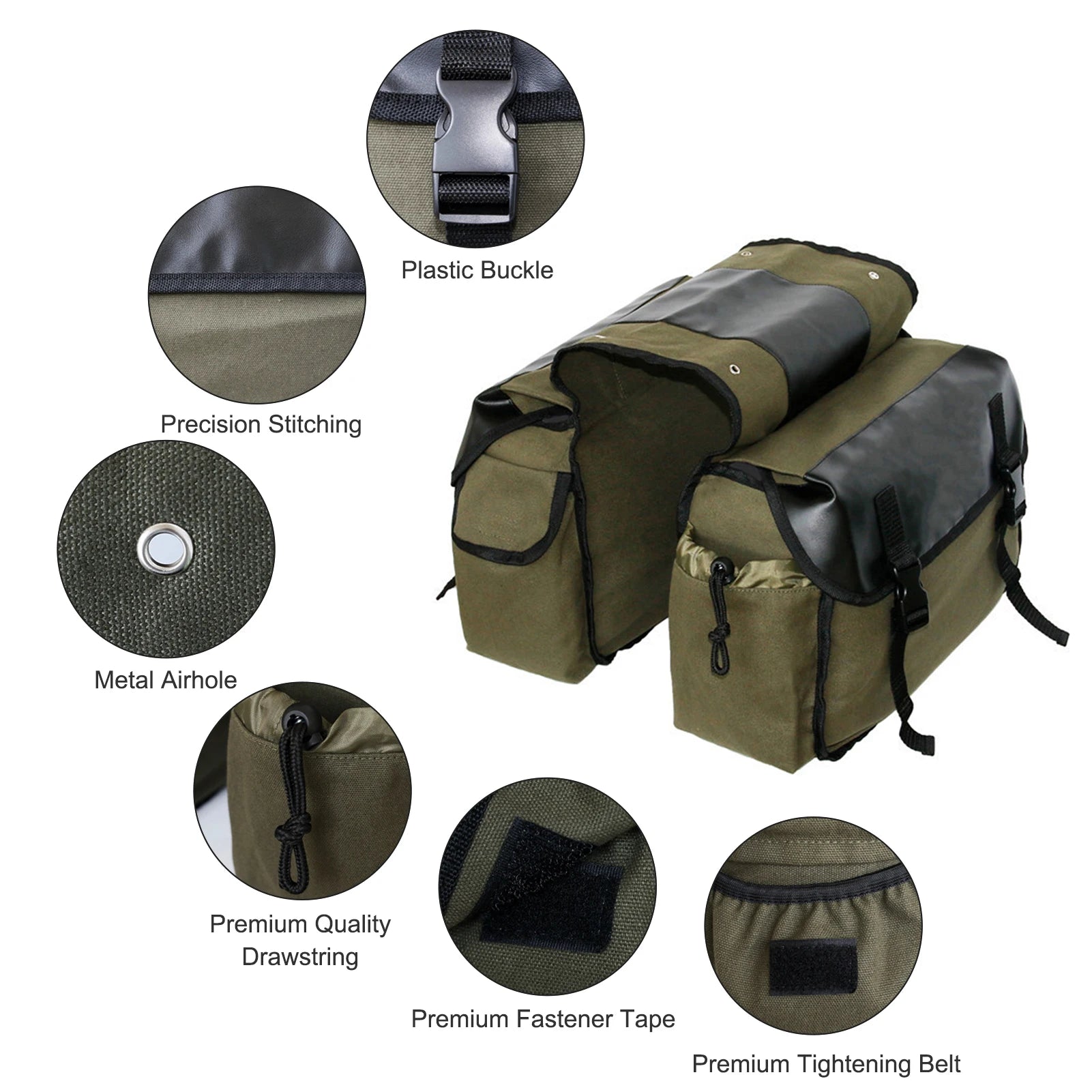 Motorbike Large Capacity Saddle Bag - Motorcycle Travel Canvas Waterproof Panniers Box Side Tools Bag Pouch - Delicate Leather