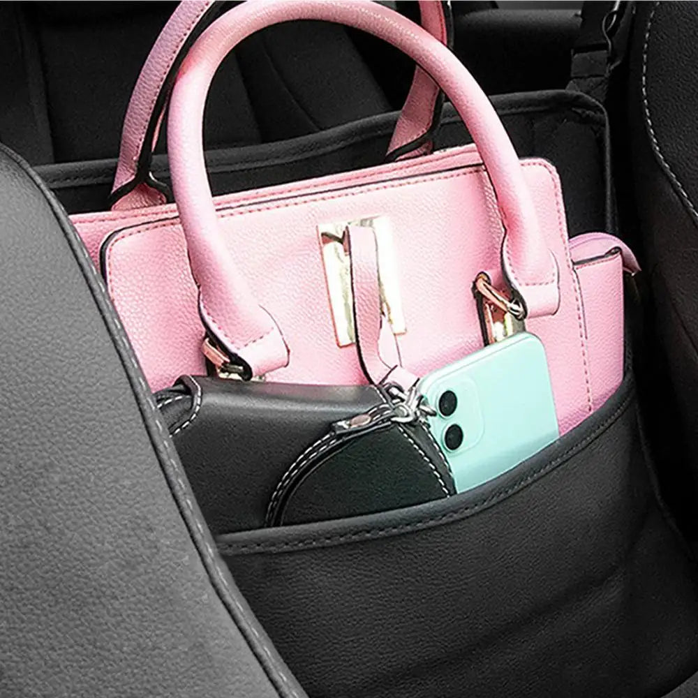 Car Net Pocket Purse Holder - Multifunctional PU Leather Handbag Holder - Delicate Leather