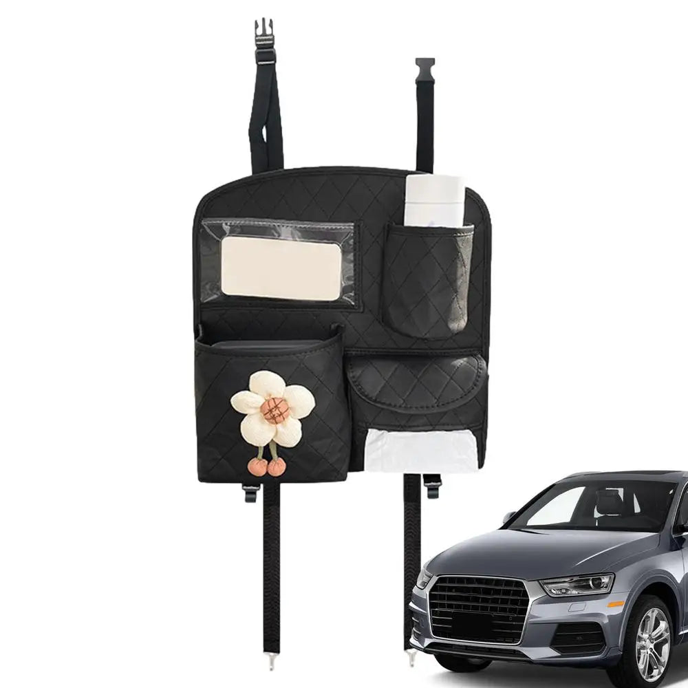 Car Rear Seat Organizer - Cute Multifunctional Backseat Organizer and Travel Accessories for Vehicle, Custom Fit For Your Cars, Car Accessories - Delicate Leather