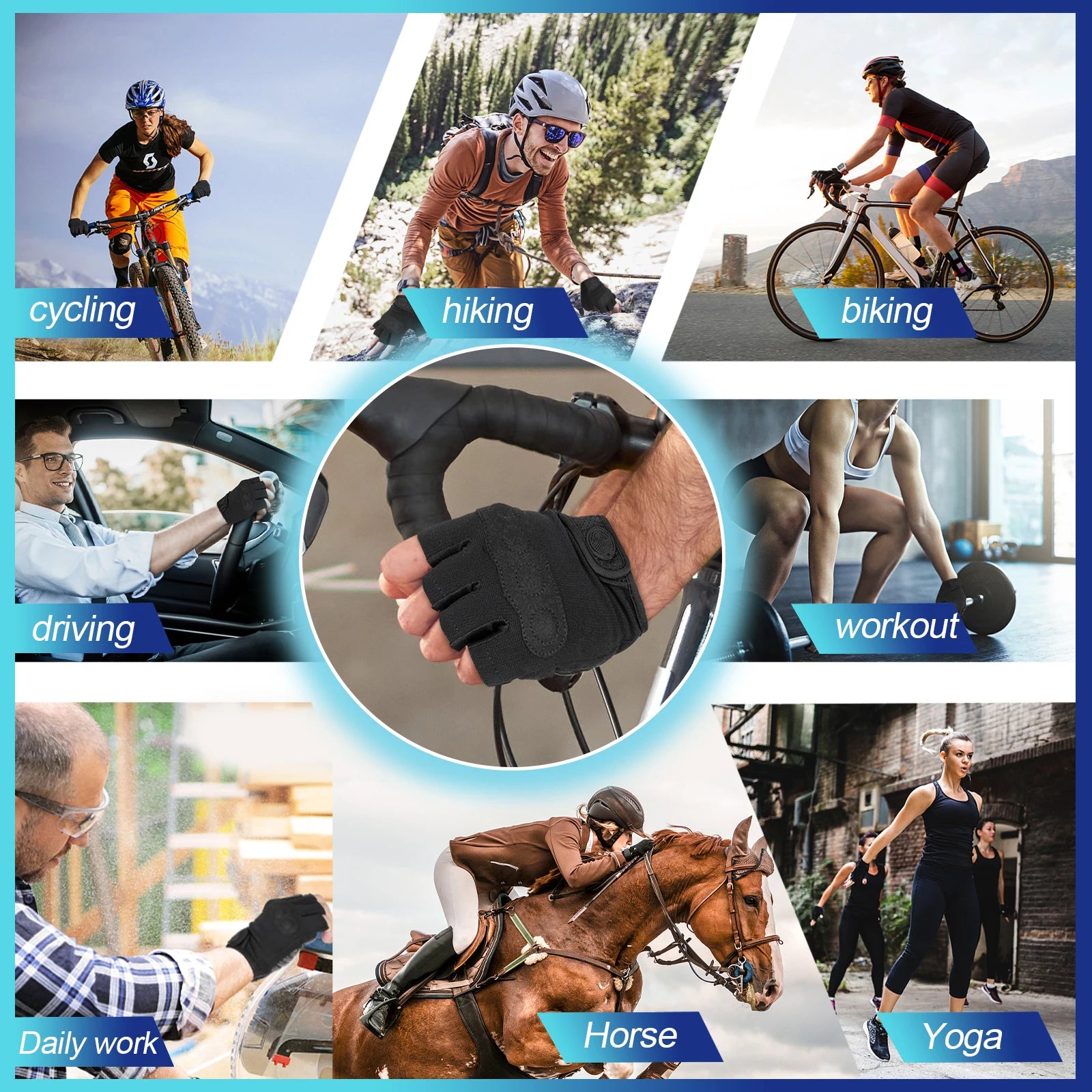 Breathable Bike Gloves - Shock-Absorbing Mountain and Road Cycling Gloves for Men and Women - Delicate Leather