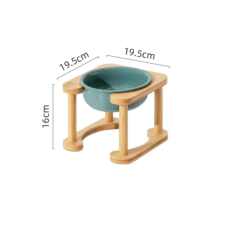 Big Dogs Dining Table Elevated Pet Double Food Water Bowls with Wooden Stand Medium Dog Drinking Eating Feeding Feeders - Delicate Leather
