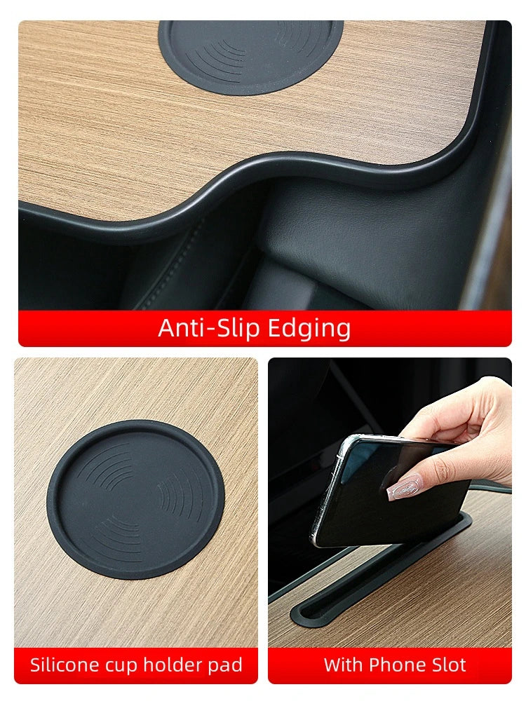 Foldable Steering Wheel Dining Table - Drink Holder, Car Computer Desk Tray, Food Drink Coffee Work Tray, Custom fit for Car - Delicate Leather