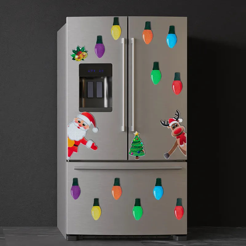 Christmas Decorations Car Magnetic Reflective Sticker Refrigerator Magnets Light Bulb decal New Year 2024 Xmas home decor gifts