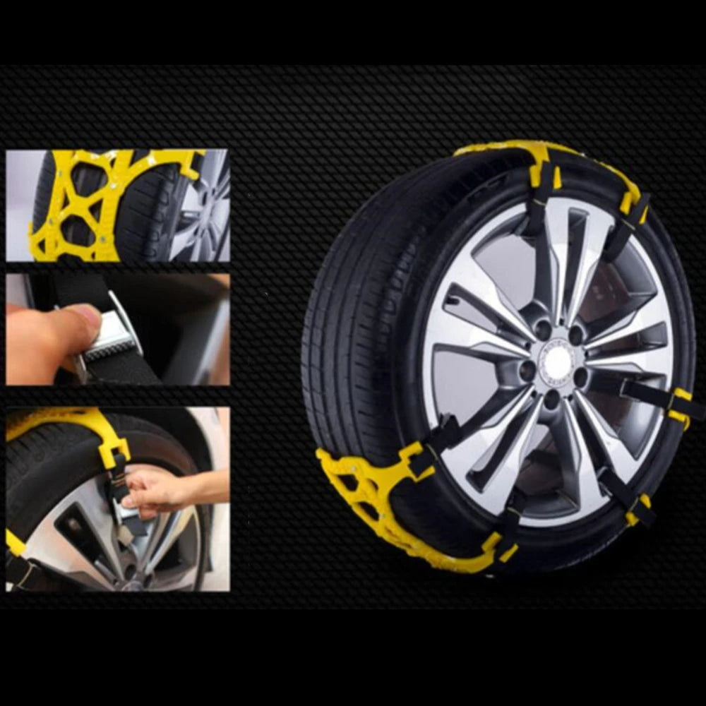 Snow Chain 6PCS Urethane Set - Wheel Ties Belts Car Tires Chains Winter Anti-slip Chain - Delicate Leather