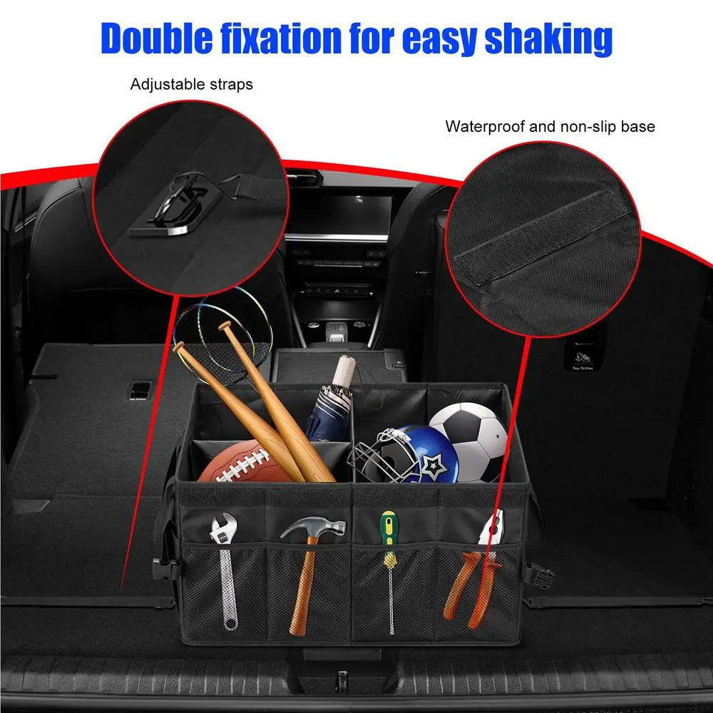 Car Trunk Storage Organizer - Waterproof Multi-Pocket Collapsible Cargo Storage Bag - Delicate Leather