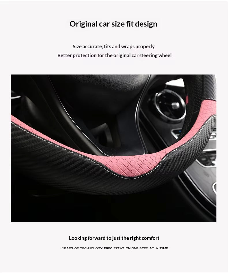 Ultra-Thin Leather Steering Wheel Cover – Breathable Non-Slip Summer Grip (O & D Shape) - Delicate Leather