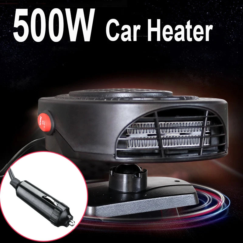 500W Car Heater - 12V Winter Windshield Defroster and Dashboard Heater & Cooling Fan - Delicate Leather