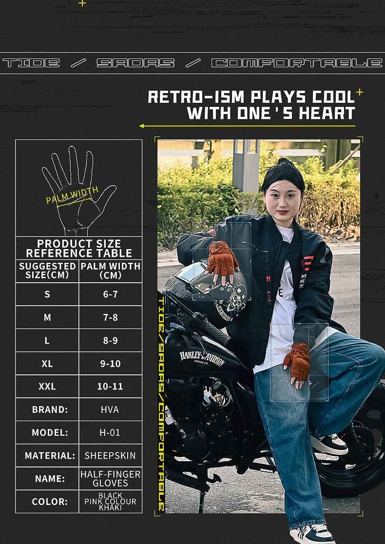 Motorcycle Fingerless Gloves Accessories - Goatskin Leather Half Finger Gloves, Motocross, Gant Moto, Guantes Moto Verano - Delicate Leather