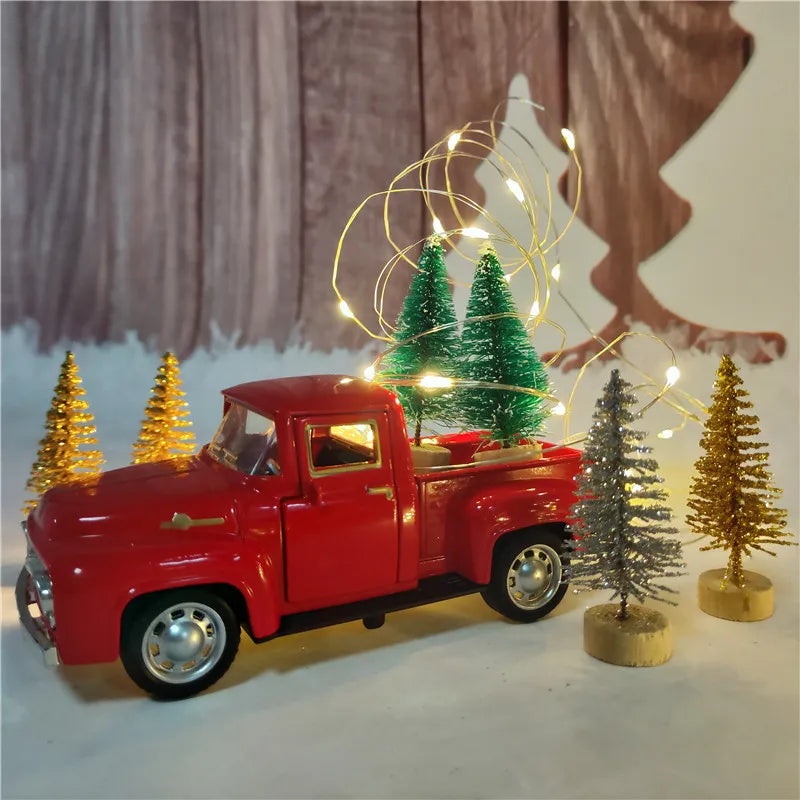 2023 New Year Gifts Christmas Red Truck Ornaments Kids Toys Christmas Gifts Vintage Metal Car Xmas Calendar Train 2022 Navidad
