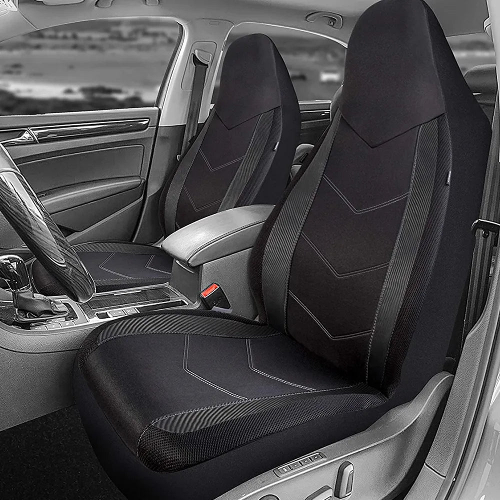 Sporty High Back Air Mesh Car Seat Covers - Airbag Compatible, Suitable for Most Cars, SUVs, Trucks, and Vans - Delicate Leather