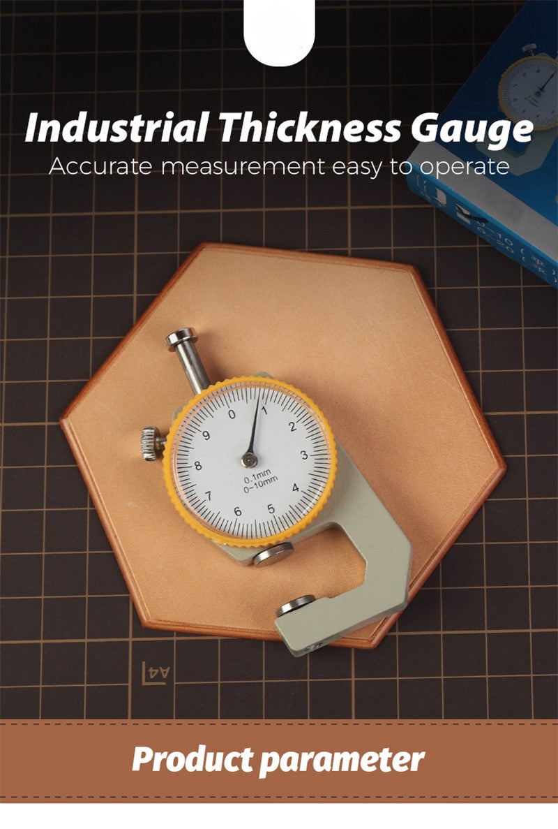 Leather Thickness Gauge Measuring Tools 0-10mm/0.1mm Dial Paper Meter Tester for Hollow Pipe or Circular Tube Caliper - Delicate Leather
