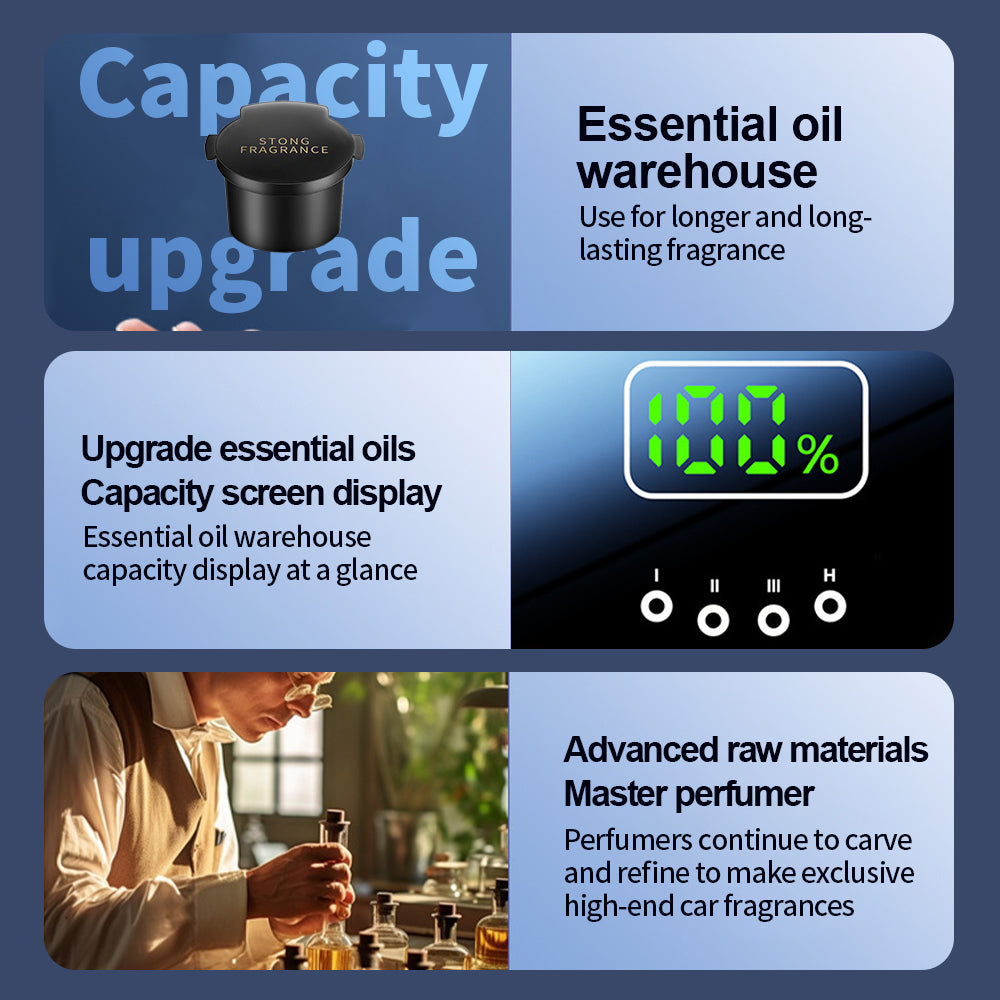 Caer Smart Car Air Freshener – Rechargeable Cloud Mist Diffuser with 3-Level Control - Delicate Leather