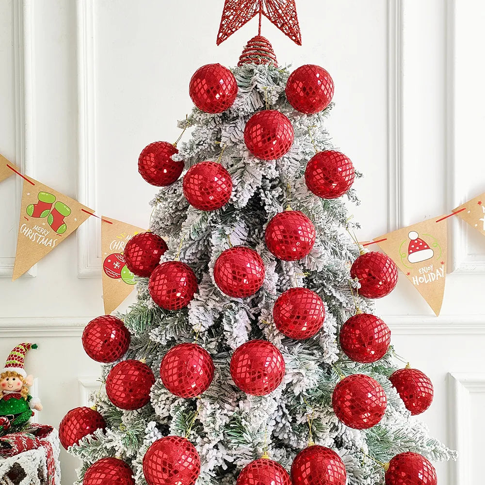 3/6pcs New Christmas Foam Balls Pink Red White Balls Ornament Xmas Tree Hanging Pendnat Navidad New Year Gift 2024 Party Gifts