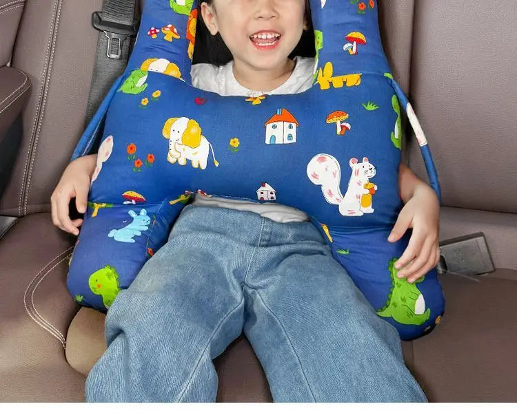 Cute Animal Pattern Kid Neck Head Support U-Shape Children Travel Pillow Cushion - Delicate Leather