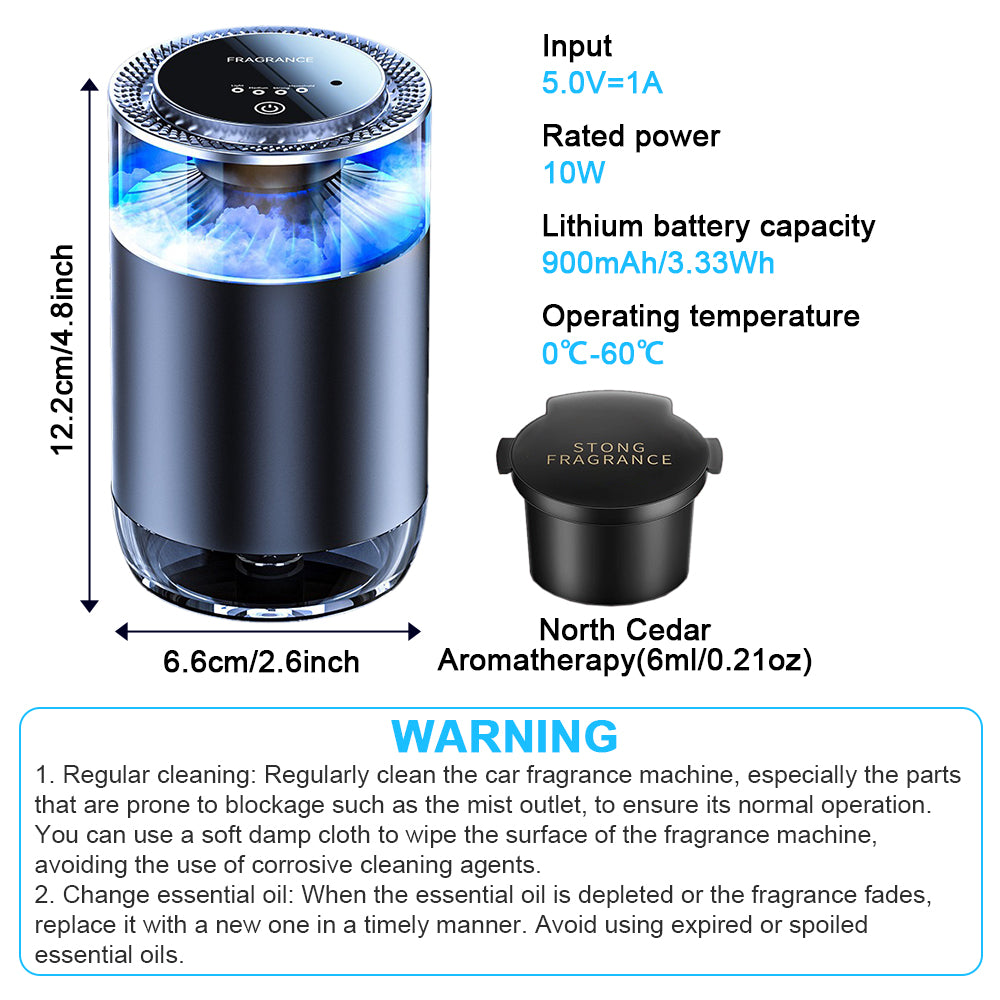 Caer Smart Car Air Freshener – Rechargeable Cloud Mist Diffuser with 3-Level Control - Delicate Leather