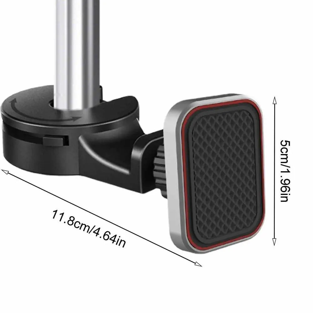 Car Headrest Hook with Magnetic Phone Holder - 360 Degree Rotating Car Rear Seat Phone Bracket and Purse Bag Hooks - Delicate Leather