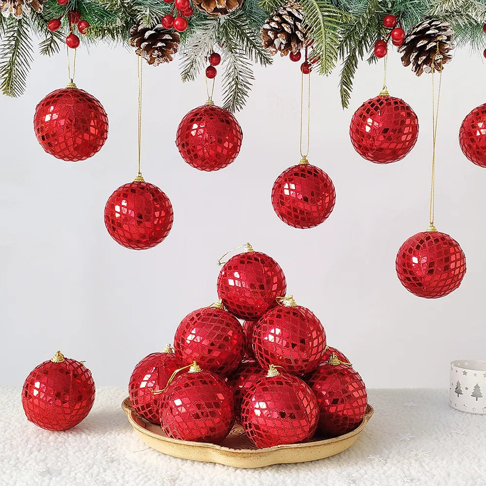 3/6pcs New Christmas Foam Balls Pink Red White Balls Ornament Xmas Tree Hanging Pendnat Navidad New Year Gift 2024 Party Gifts