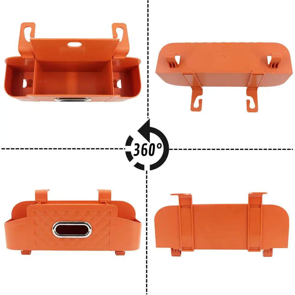 Car Storage Box - Multi-Functional Backseat Organizer with Tissue Box, Cell Phone Holder, and Cup Holder, Custom Fit For Your Cars, Car Accessories - Delicate Leather