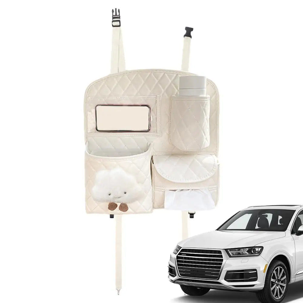 Car Rear Seat Organizer - Cute Multifunctional Backseat Organizer and Travel Accessories for Vehicle, Custom Fit For Your Cars, Car Accessories - Delicate Leather